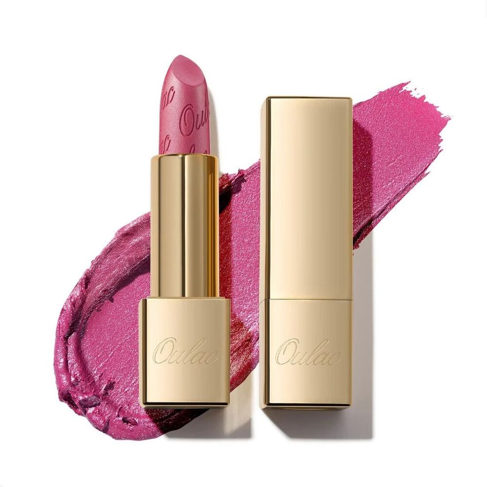 Oulac Pink Lipstick Metallic 3D Shine Lightweight Hydrating High Impact Full Cov